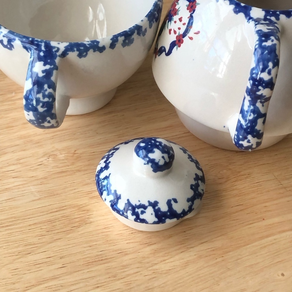 Nantucket Country Hearts Stacking Tea Pot & Cup 16oz Tea for One Vintage Ceramic - Picture 12 of 16